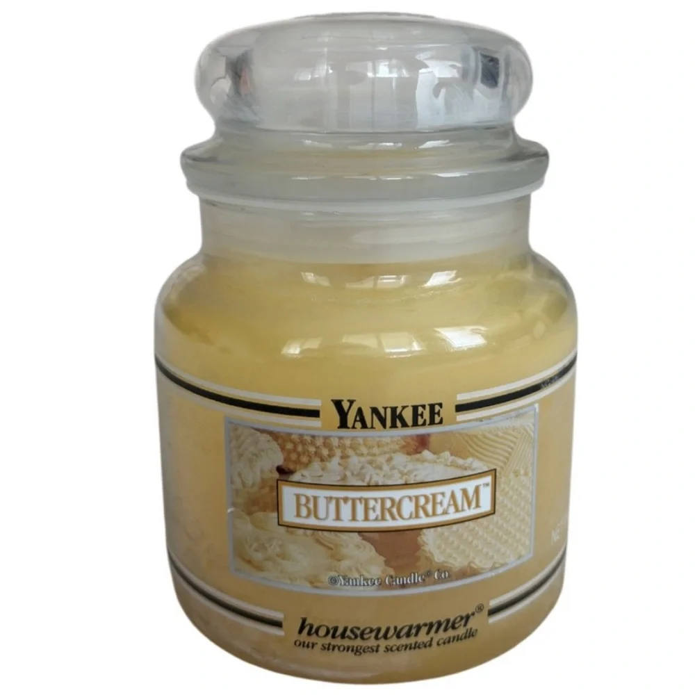 Yankee Candle Jar Buttercream Rare Vintage Black Band Cream Off White 14.5 Oz